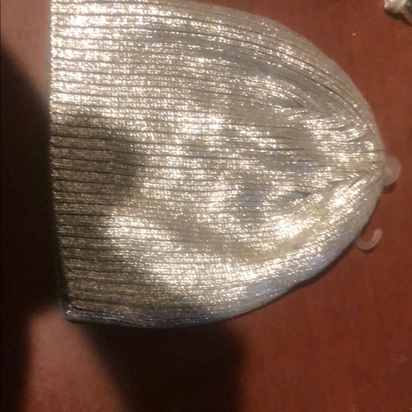 Silver Metallic Knit Beanie - Picture 2 of 3